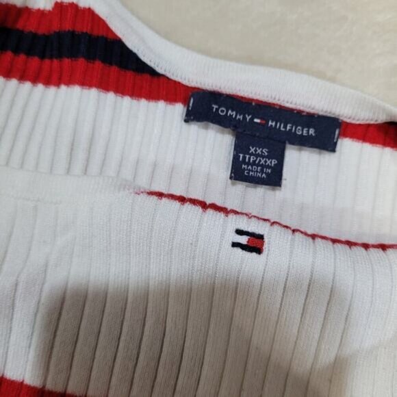 Tommy Hilfiger Striped Sleeveless Ribbed Dress with Snap Button Side - Size XXS - Picture 5 of 9